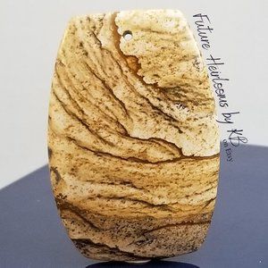 Large Picture Jasper * Drilled Cabochon Pendant Stone * 52.5 x 35 x 7mm